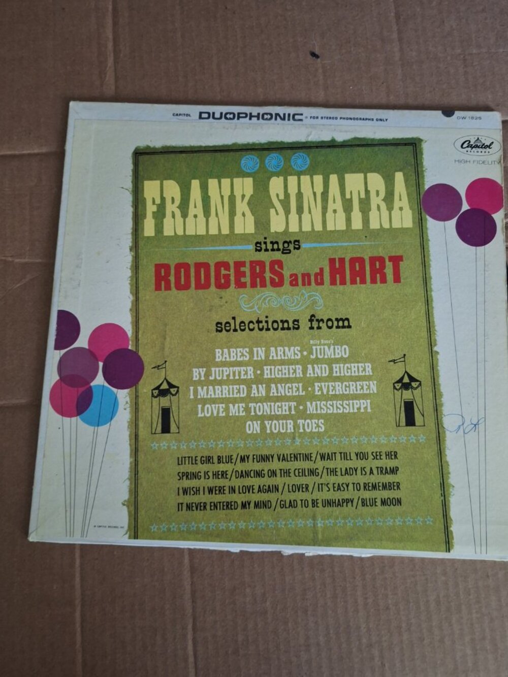 Frank Sinatra sings Rodgers and Hart LP record